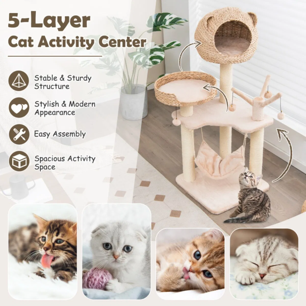 Five-story cat tree with hammock — image 4
