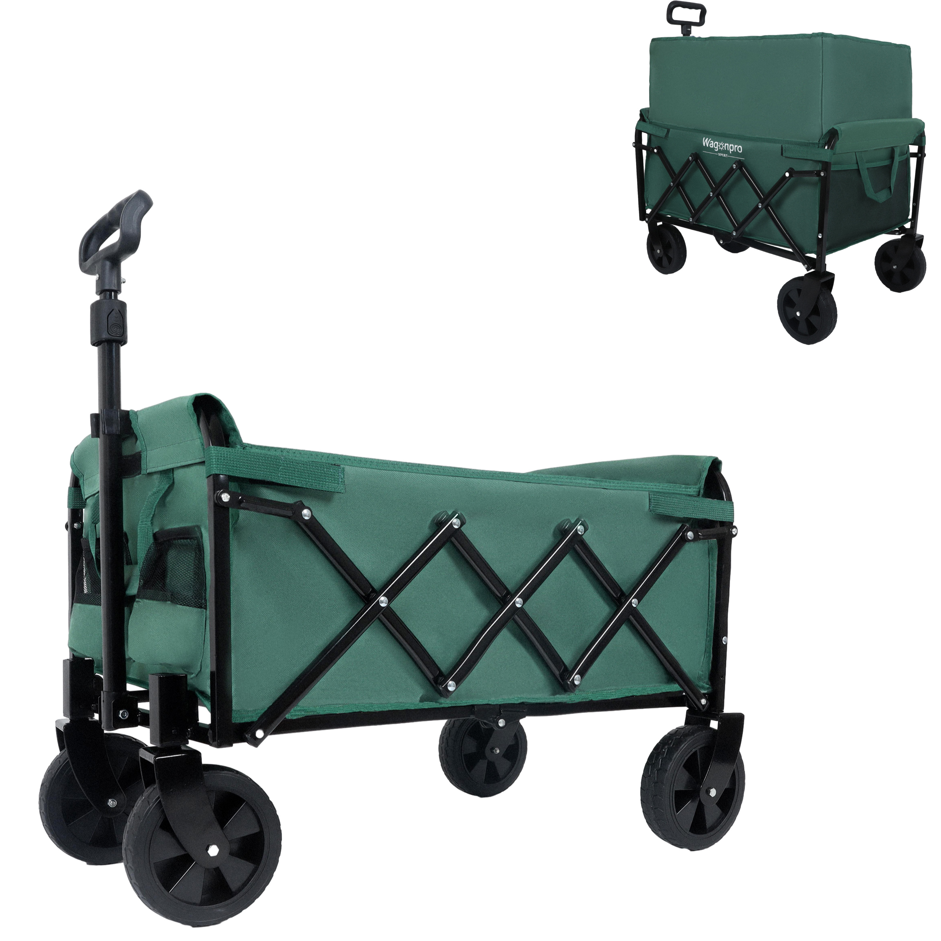 Carro de Compras Expansible con Dos Capas - Transporte para Camping, Tiendas, Deportes y Pesca que Soporta 225lb Verde — imagen 1