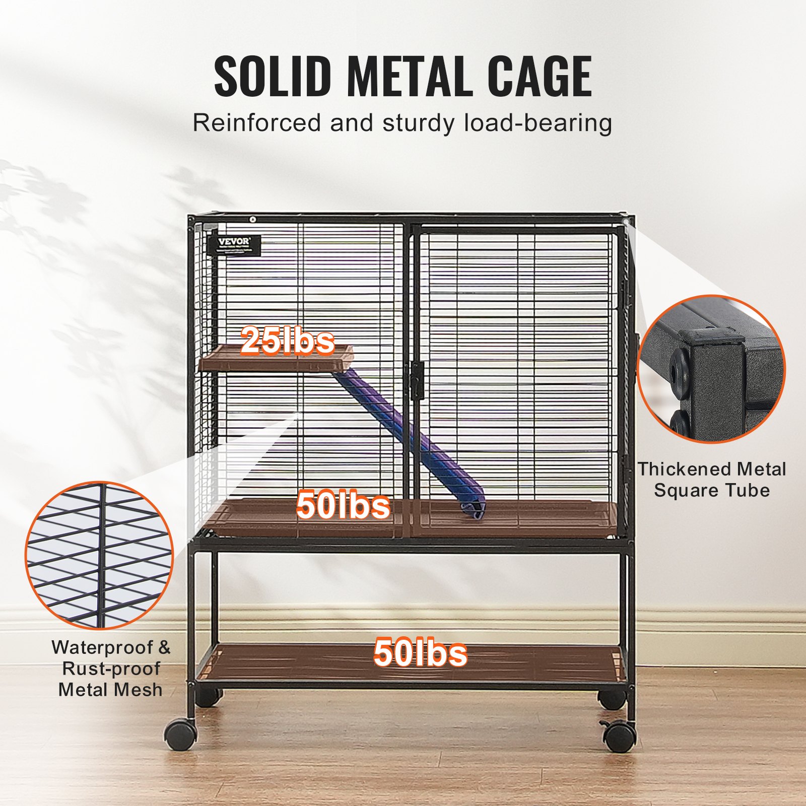 36' Metal Small Animal Cage 2-Tier Rolling Ferret Cage With Tray A Ramp — imagen 4
