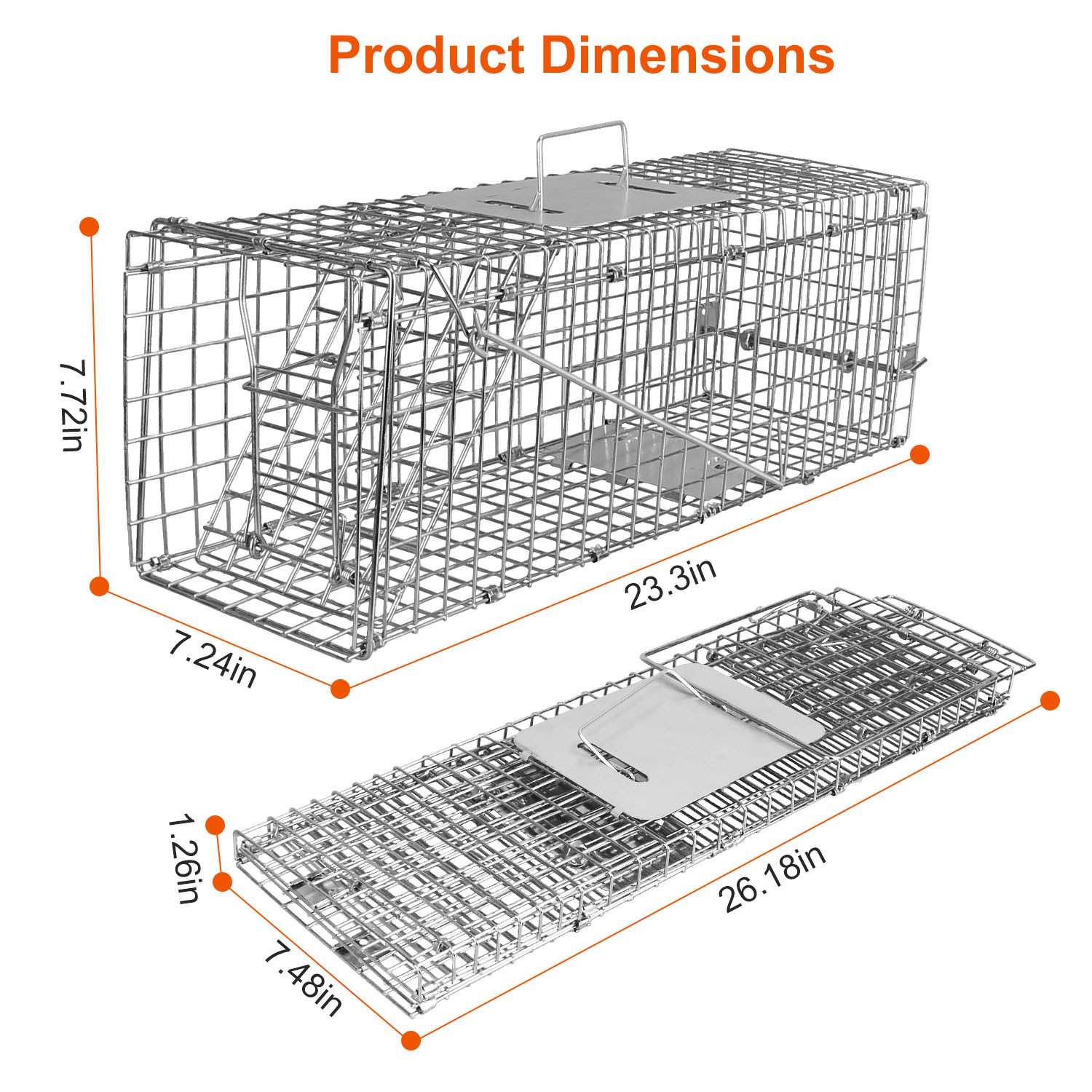 Humane Cat Trap Cage Catch Release Live Animal Rodent Cage Collapsible Galvanized Wire For Small Raccoons Beavers Groundhogs Foxes Armadillos — image 9
