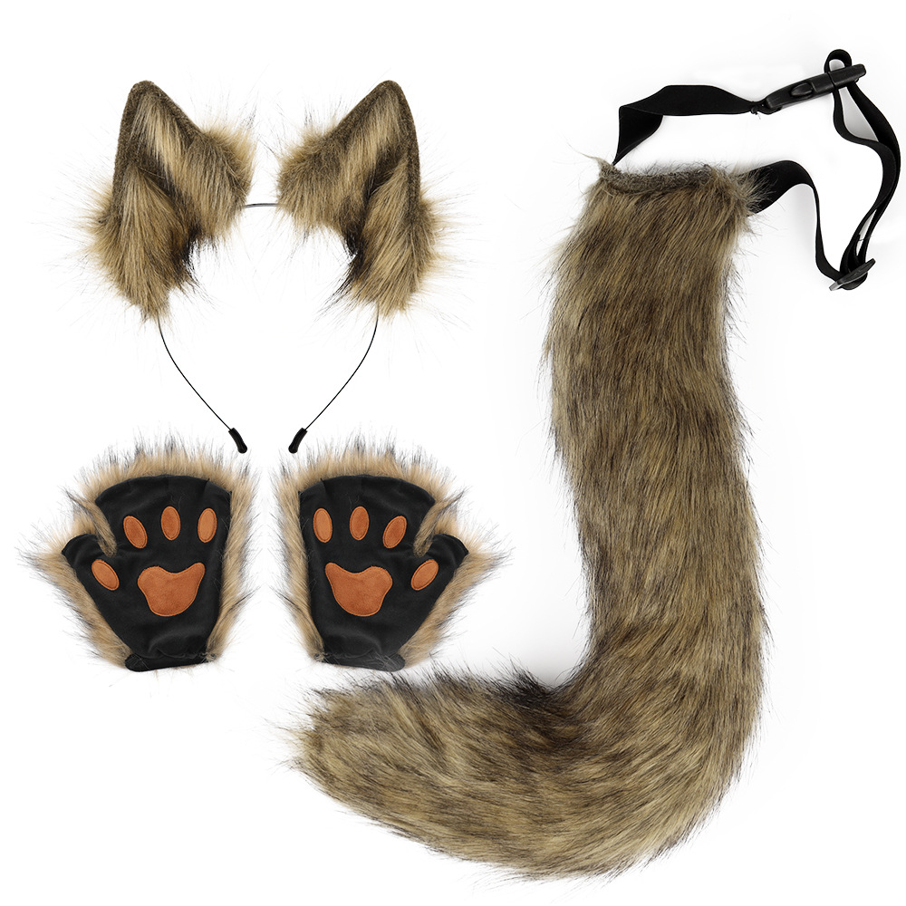 Conjunto de Disfraz para Halloween Orejas y Cola de Zorro de Peluche Falsa Accesorios de Cosplay Animales — imagen 3