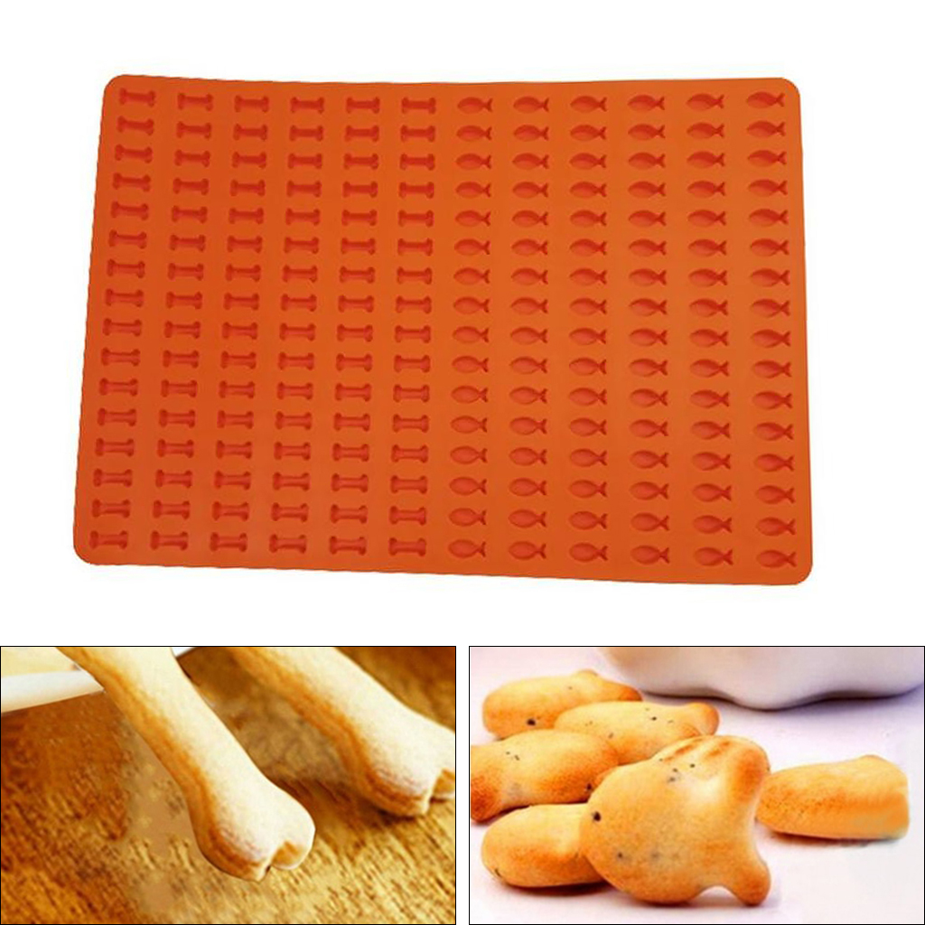 Fish and Bone Baking Mat Silicone Draining Mat Fish Bone Dog Food Biscuit Mold Pet Biscuit Mold — image 2