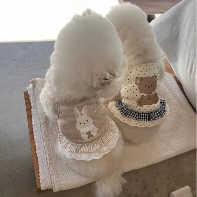 Ins Cute Pet Dress Thin Breathable Tank Top Teddy Cat Top Dog Clothes for Small Dogs Puppy Clothes — image 1