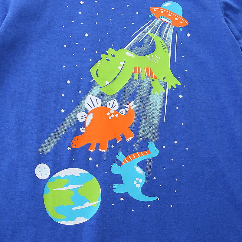 Dinosaur print short sleeved round neck T-shirt — image 6