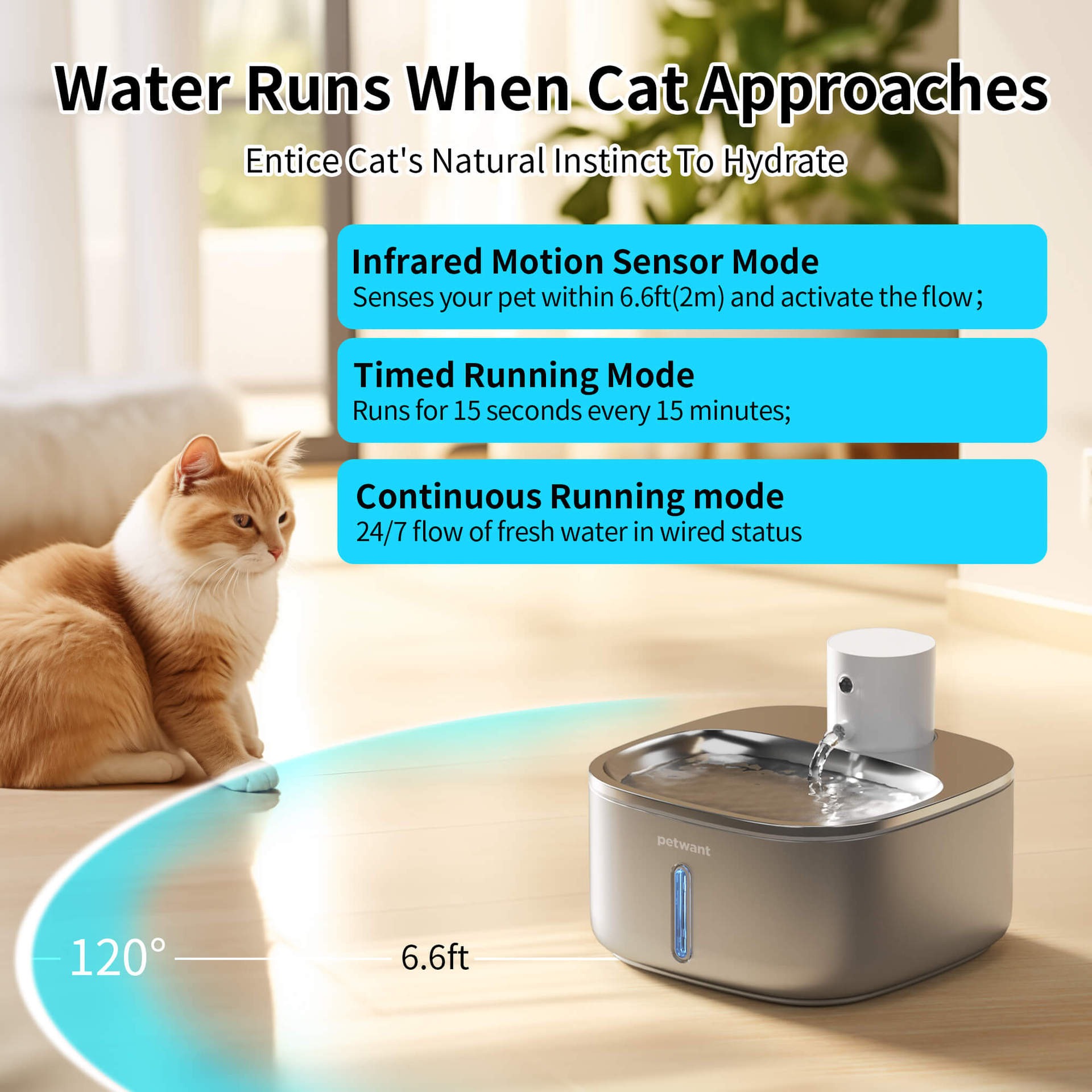 Stainless steel wireless pet water dispenser 5000mA ultra endurance infrared sensing water feeding — image 7