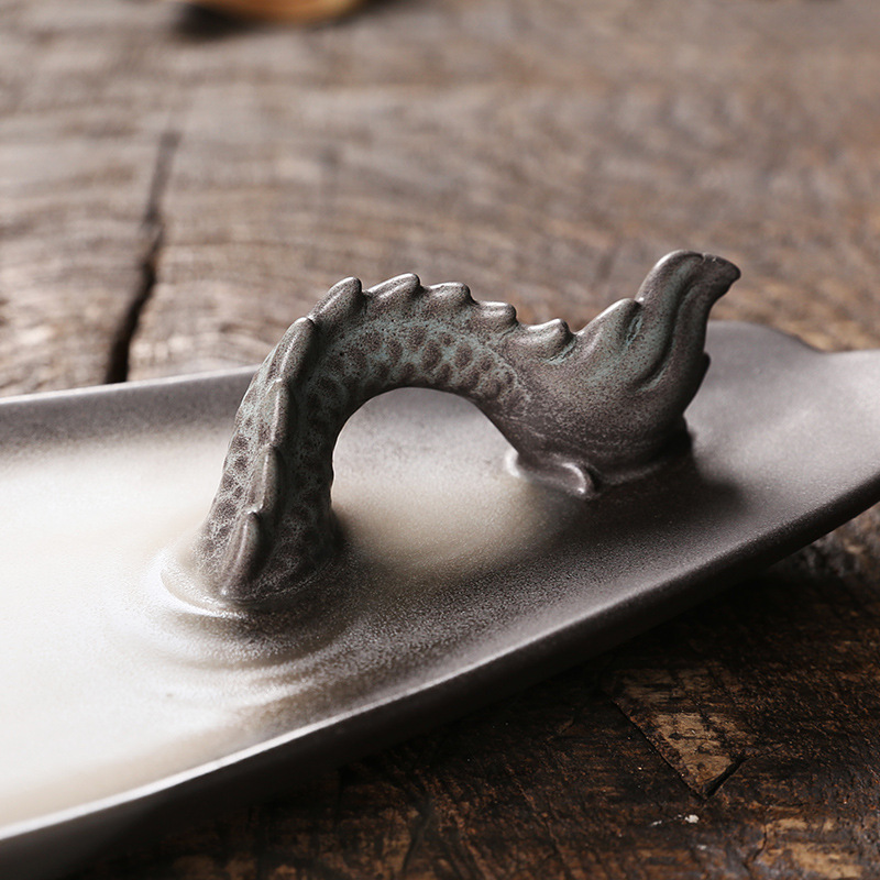 Ceramic Aromatherapy Sandalwood Backflow Furnace Creative Chinese Dragon Raptor Crossing the River Backflow Incense Furnace Incense Wire Incense Socket Home Decorations — image 4