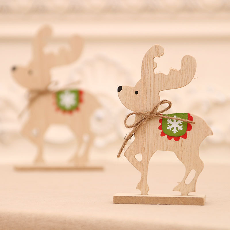 Christmas wooden desktop ornaments, shop window displays, DIY assembly, small gifts, Christmas deer decorations, and supplies — image 2