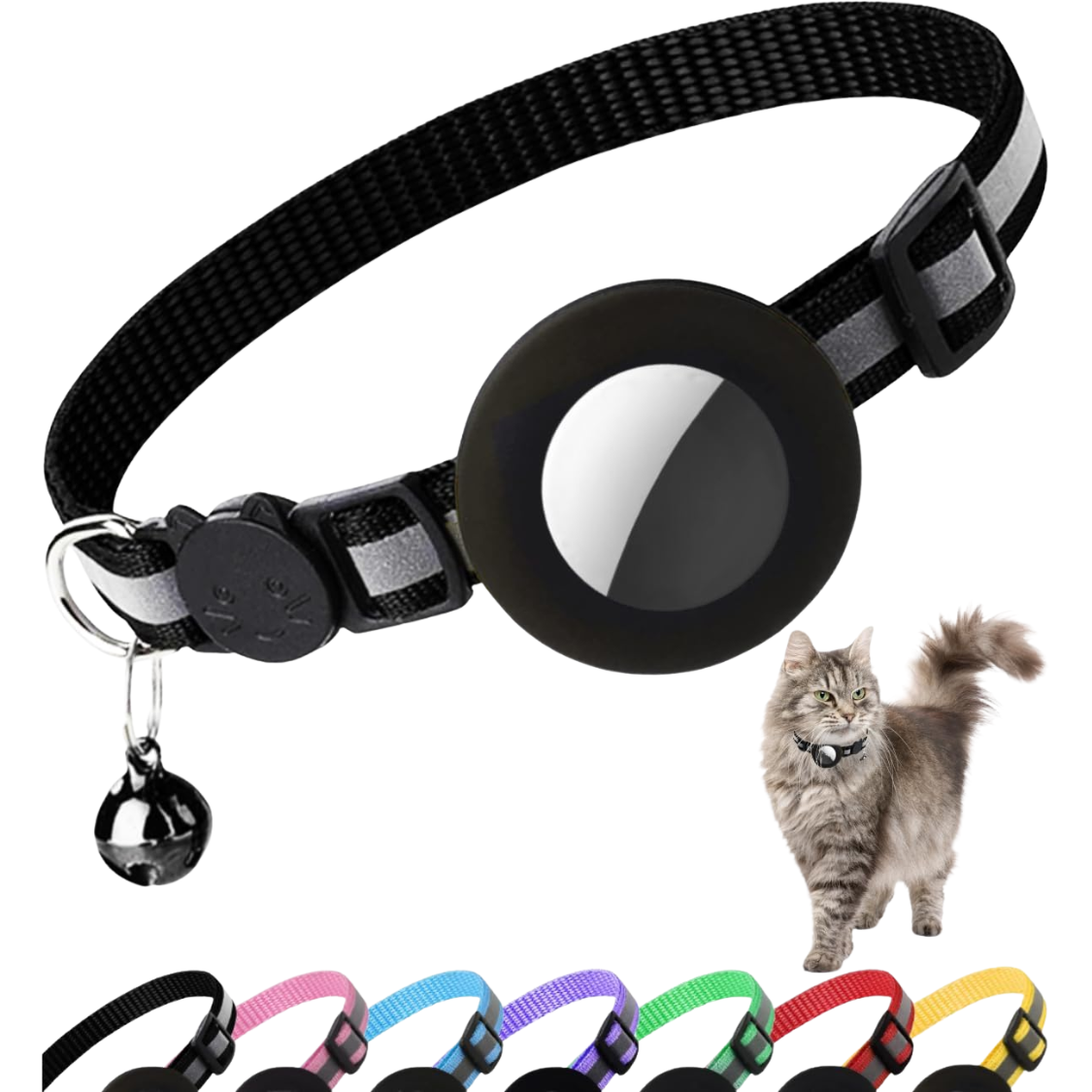 Collar de Gato con Ruptura Automática y AirTag Negro — imagen 1