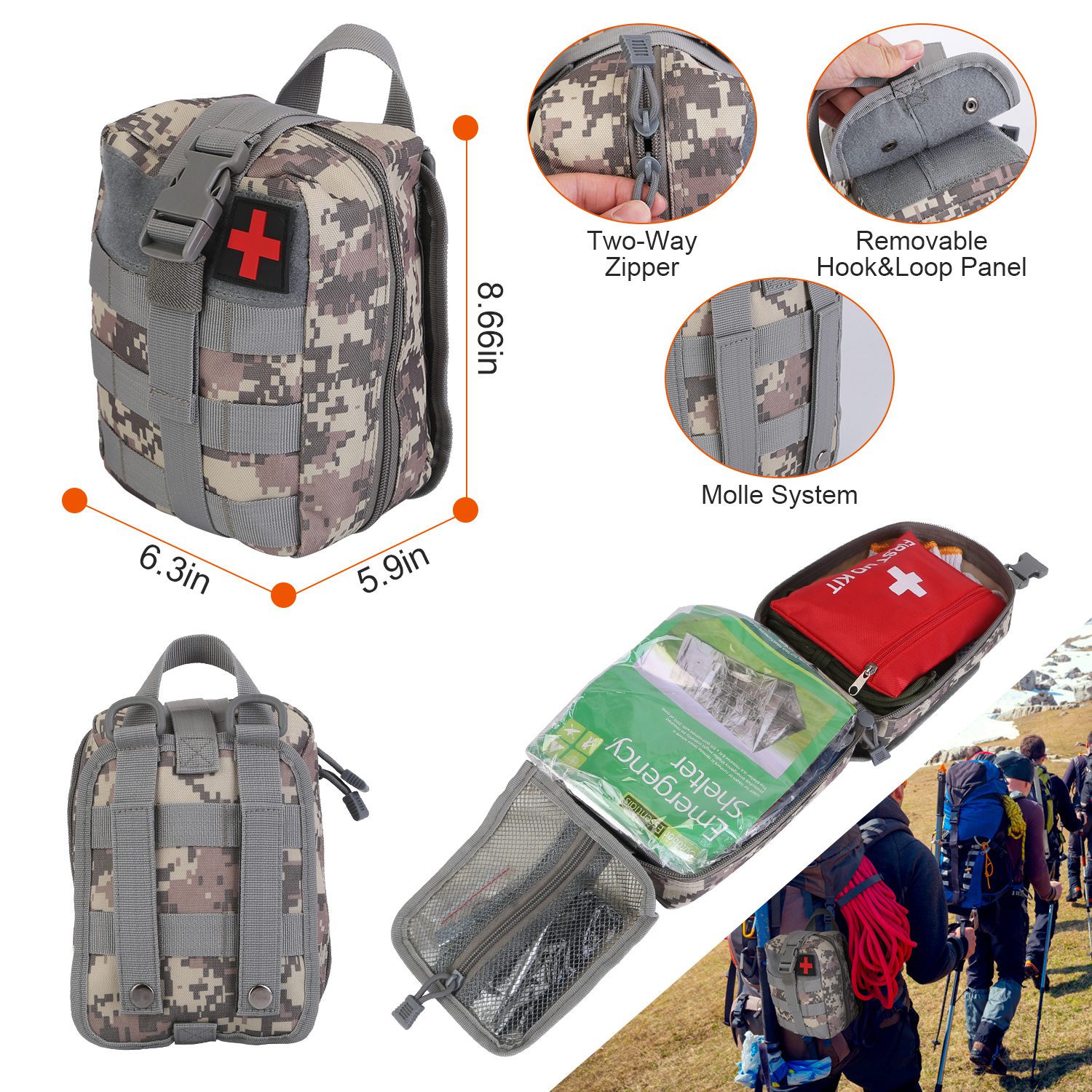 125Pcs Survival Kits Professional Emergency Survival Gear Tactical First Aid Kit Supplies For Outdoor Adventure Camping Hiking Hunting — image 5