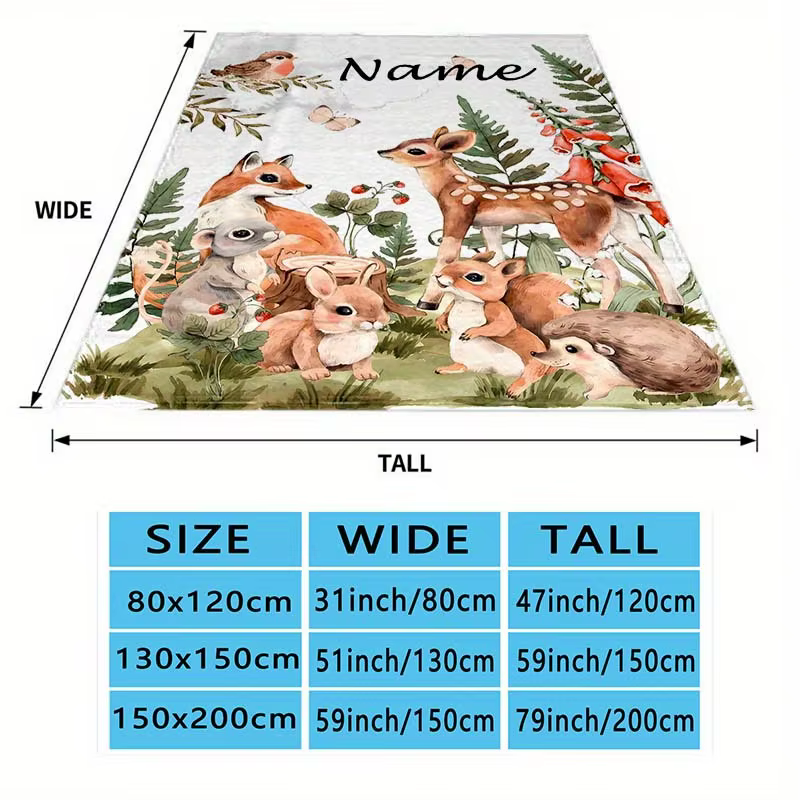 Manta personalizada con nombre de animal o zoológico, suave y cálida manta de lana para dormir, ideal para camping y viajes — imagen 3