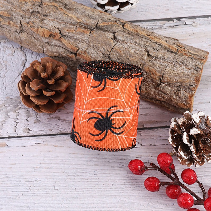 Creative Halloween spider print ribbon Halloween party decoration ribbon DIY decoration ribbon material — image 1