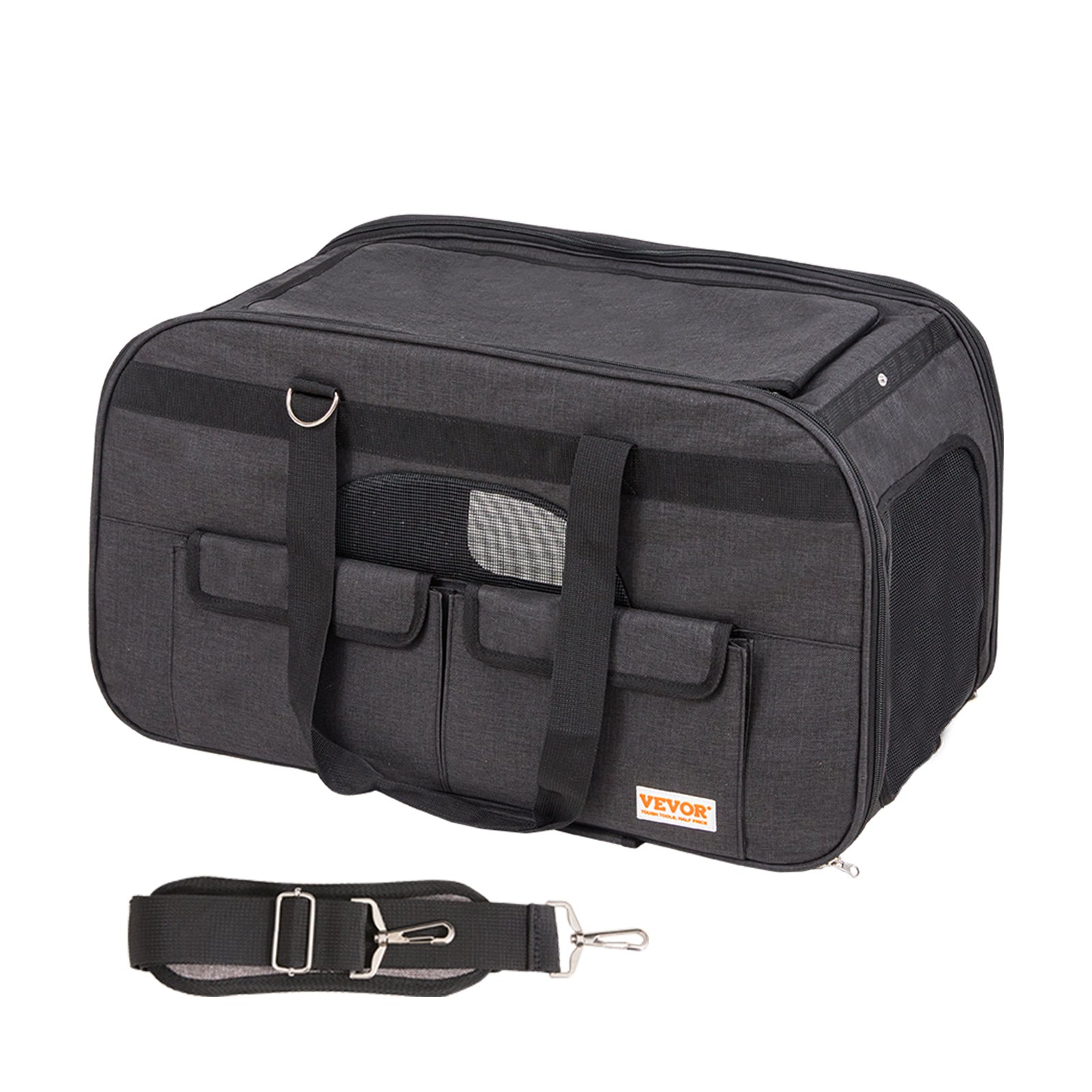 Cat Carrier With Wheels, Rolling Pet Carrier With Telescopic Handle And Shoulder Strap, Dog Carrier With Wheels For Pets Under 35 Lbs, With 1 Folding Bowl, Black — imagen 5