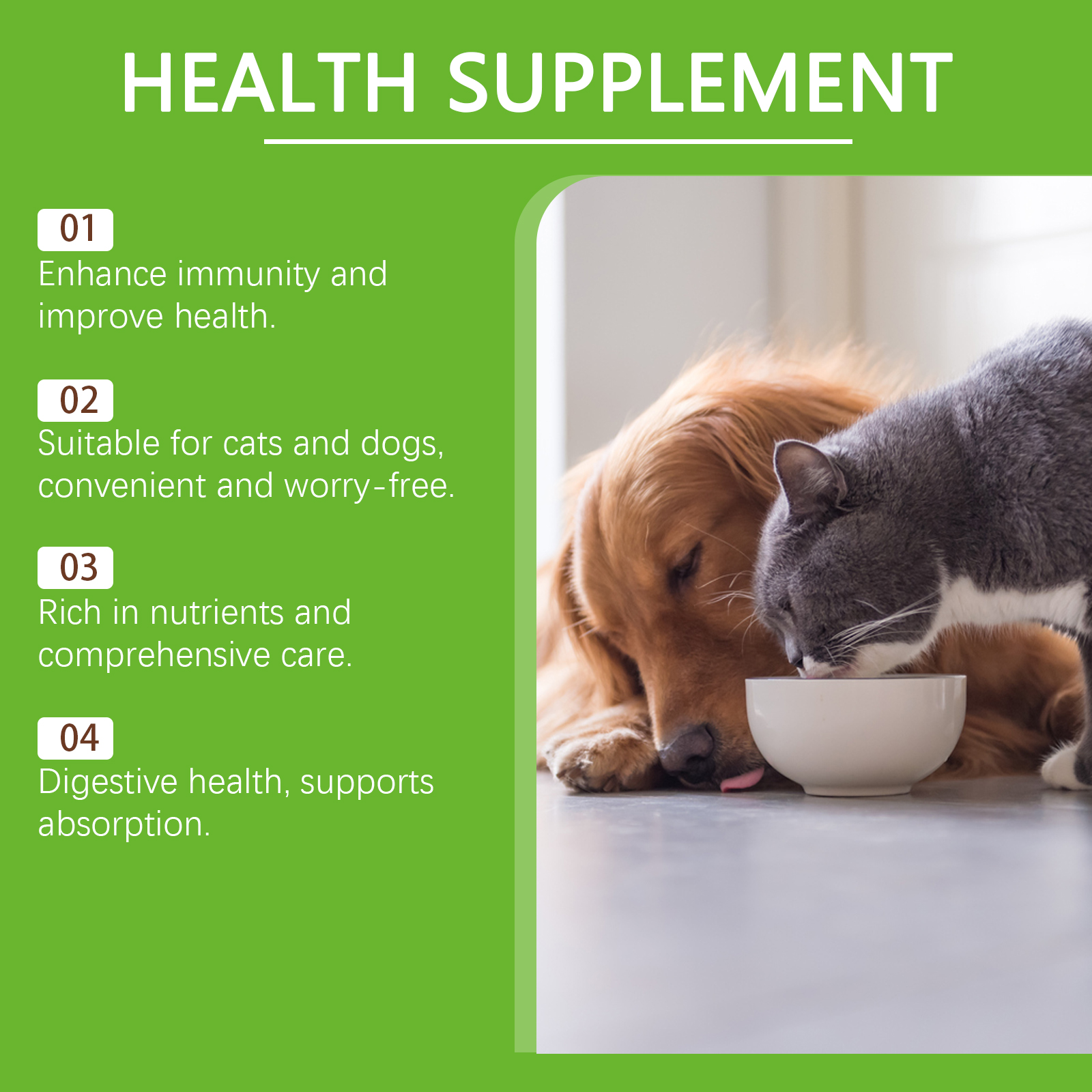 Suplementos Probióticos y Vitaminas para Perros y Gatos - Salud Intestinal, Digestión y Sistema Inmunológico, 80 Tabletas Comestibles — imagen 2