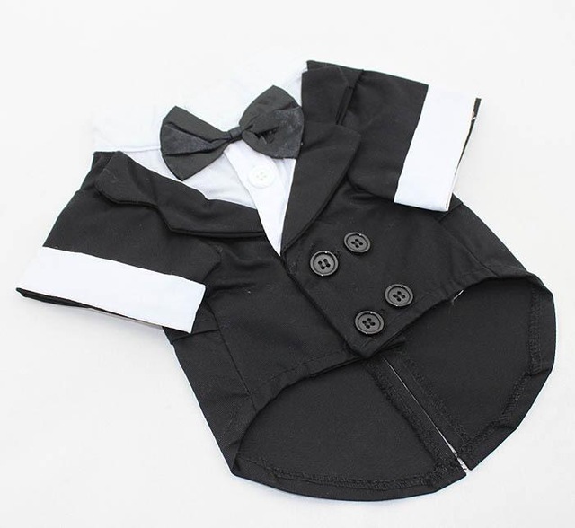 Pet Clothes Puppy Shirt Dog Wedding Tuxedo Western Style Suit with Bow Tie Apparel Clothing For Dogs Coat — image 6