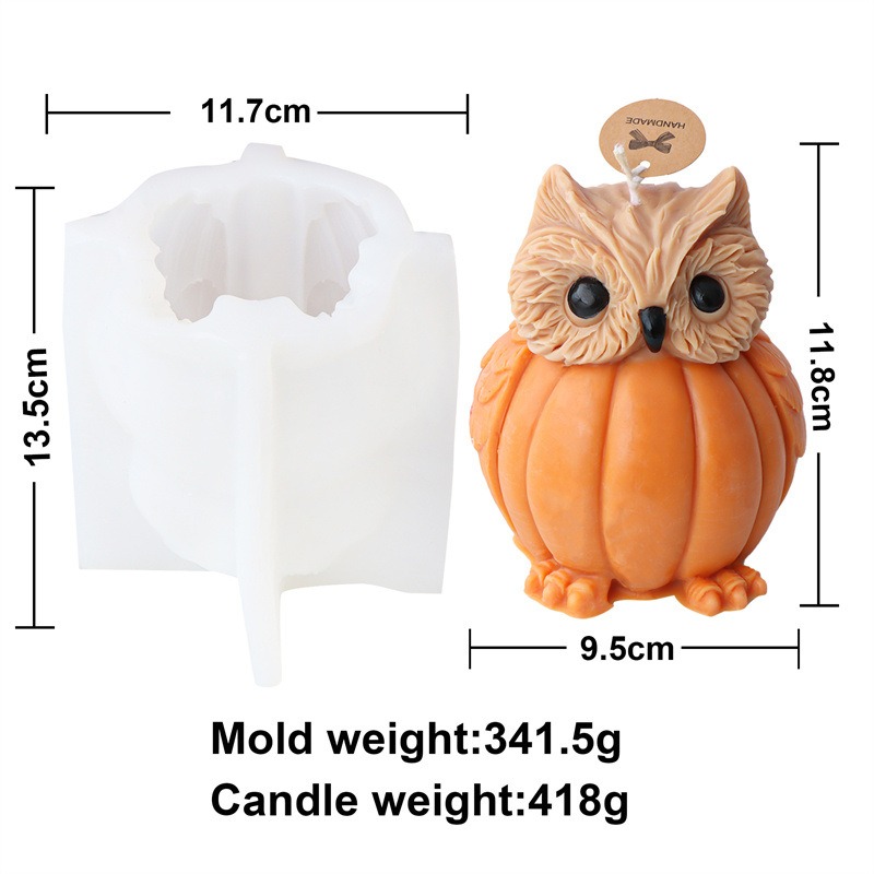 New Halloween Pumpkin Ghost Silicone Candle Mold Frog Owl Fox Pumpkin Animal Scented Plaster Resin — image 12