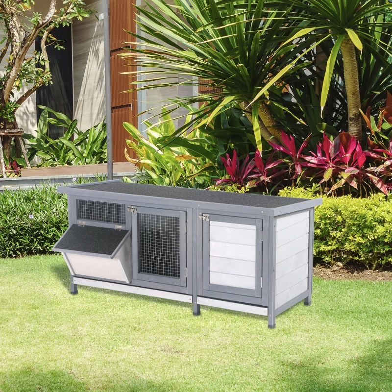 Wooden Rabbit Hutch Bunny Hutch Cage Guinea Pig With Waterproof Roof, No Leak Tray And Feeding Trough, For Rabbits, Chickens, Ducks — imagen 6