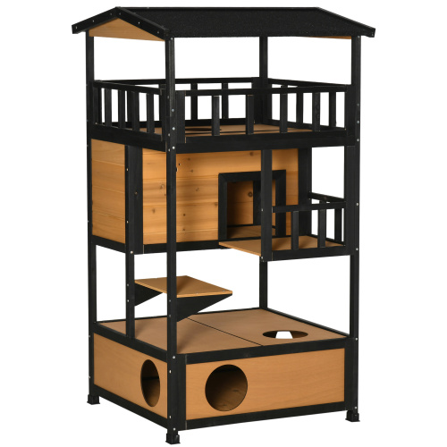 Casa de Madera para Gatos al Aire Libre, Refugio Salvaje para Kitten — imagen 1