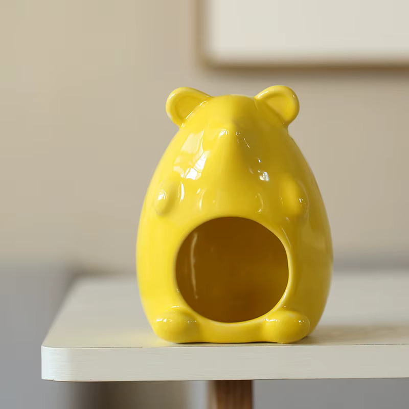 New Hamster Nest Ceramic Golden Bear Evacuation House Summer Physical Cooling Cool House Hamster Pet Nest Ceramic Pet Supplies — image 4