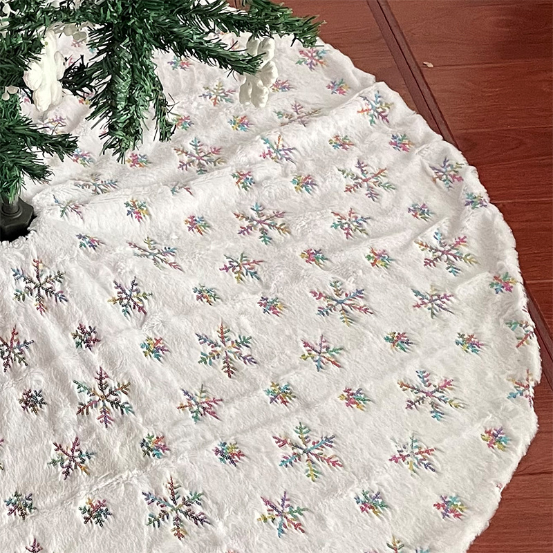 Christmas Decoration Supplies Pure White Falling Water Rabbit Fluffy Snowflake Christmas Tree Skirt Long Hair Section Tree Skirt — image 12
