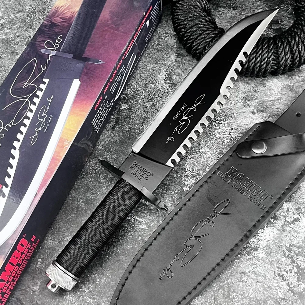 RAMBO Fixed Blade Knife 9Cr18Mov Blade Outdoor Hunting Survival Defense Tactical Combat Cutting Durable Camping Knife Men's Gift — image 1