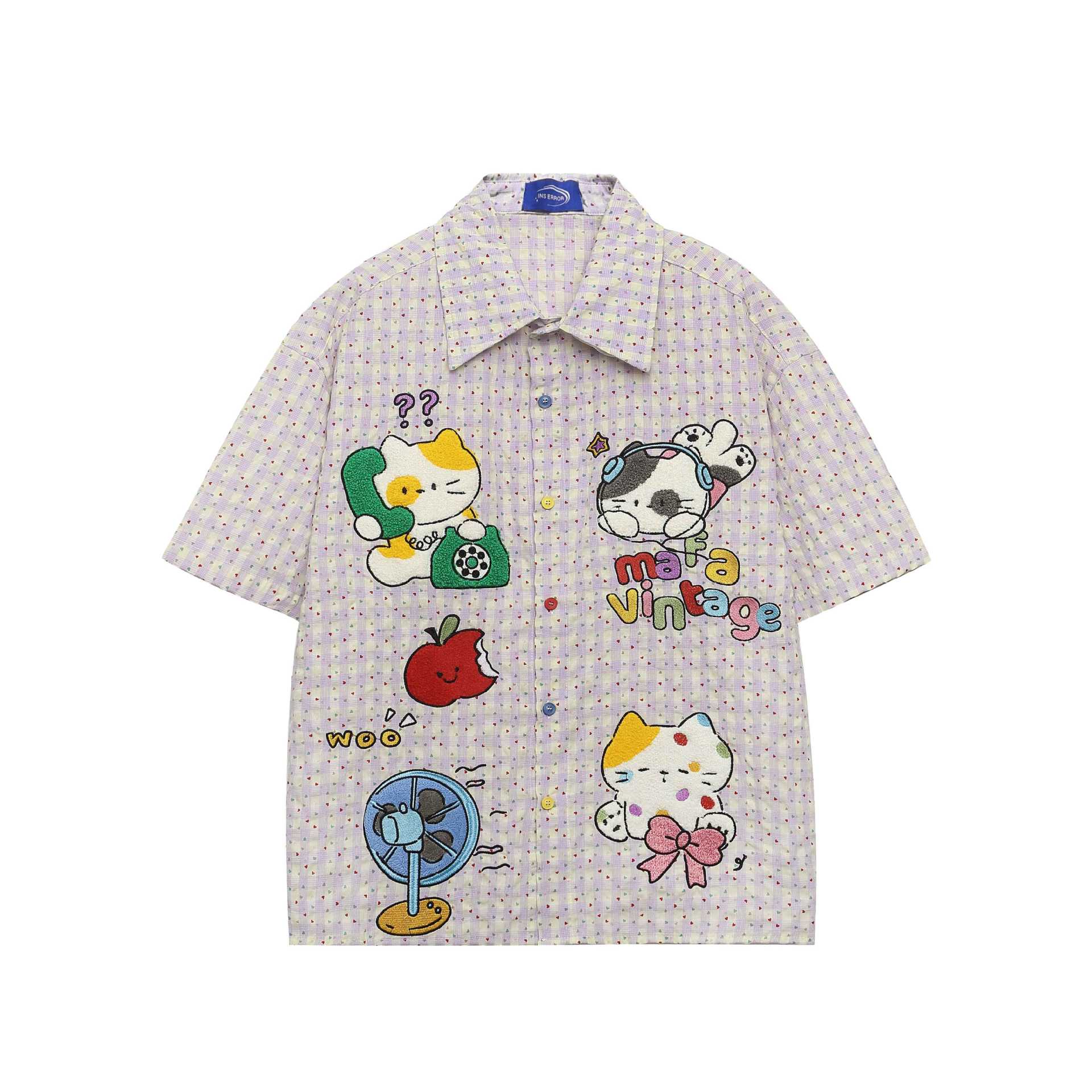 Cat towel embroidered short sleeved shirt — image 5