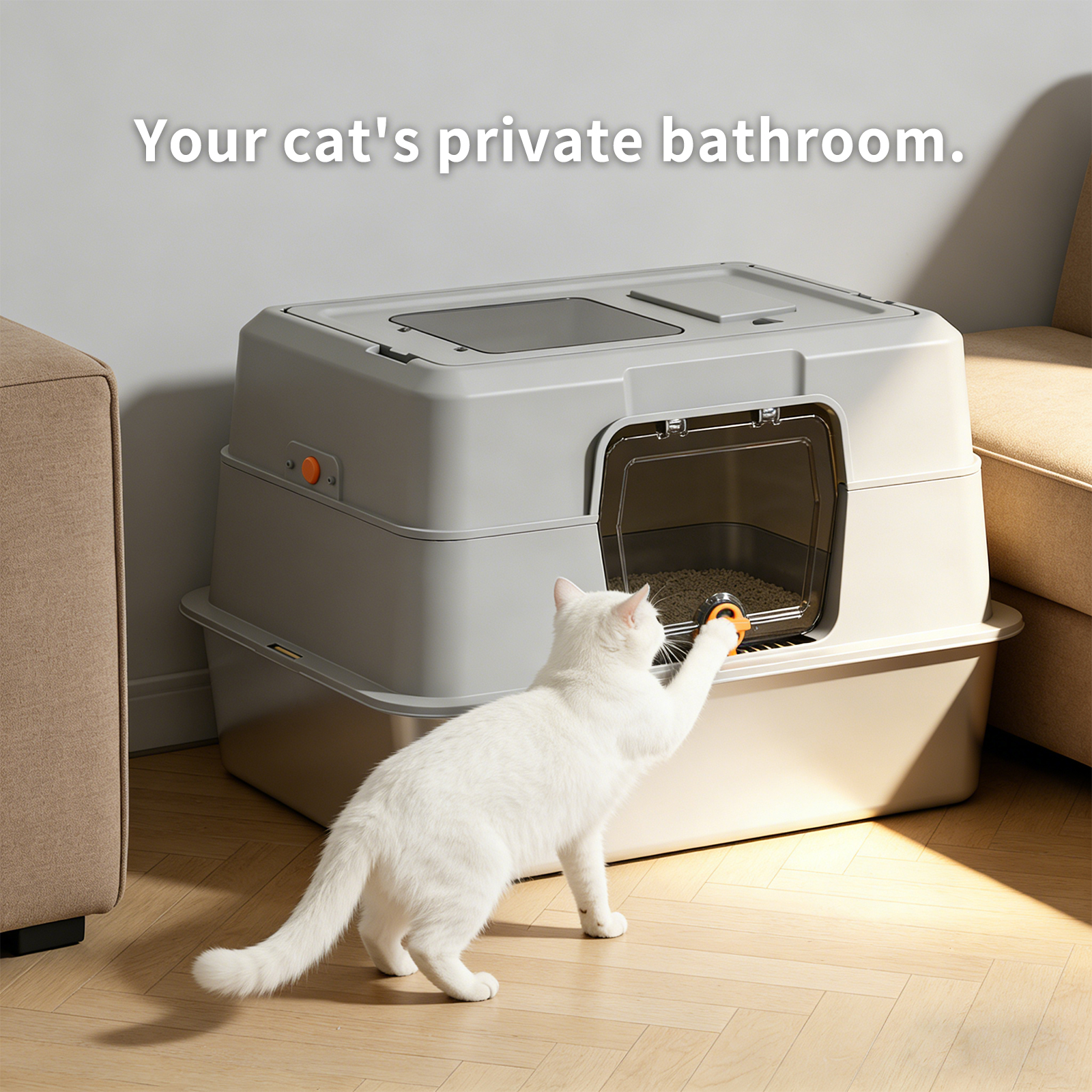 Fully Enclosed Stainless Steel Cat Litter Box — imagen 16