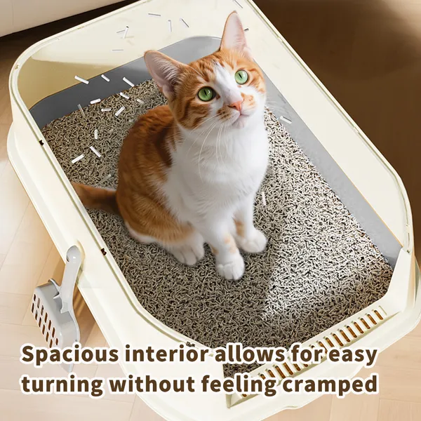 Lata de Alimento para Gatos Grande Extra: Modo Cerrado y Abierto, Gris, Control de Olor, Limpieza Fácil — imagen 3
