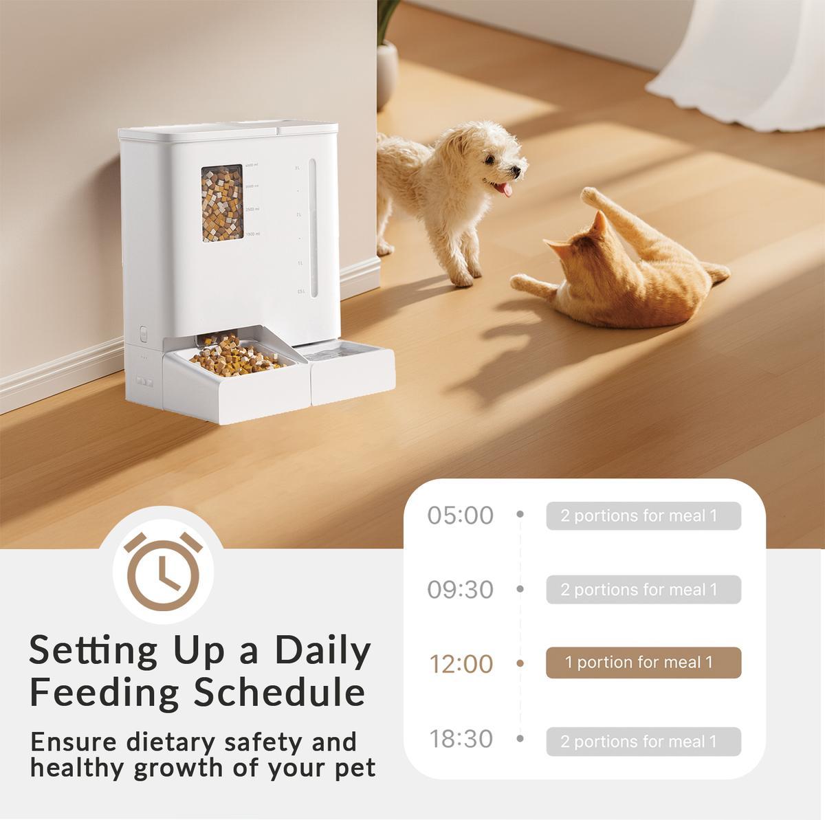 Waithem Alimentador y Bebedor Automático WiFi para Mascotas 2 en 1, Controlado por App, Capacidad de 2 Semanas, Desmontable y Limpiable, Resistente a Humedad — imagen 9