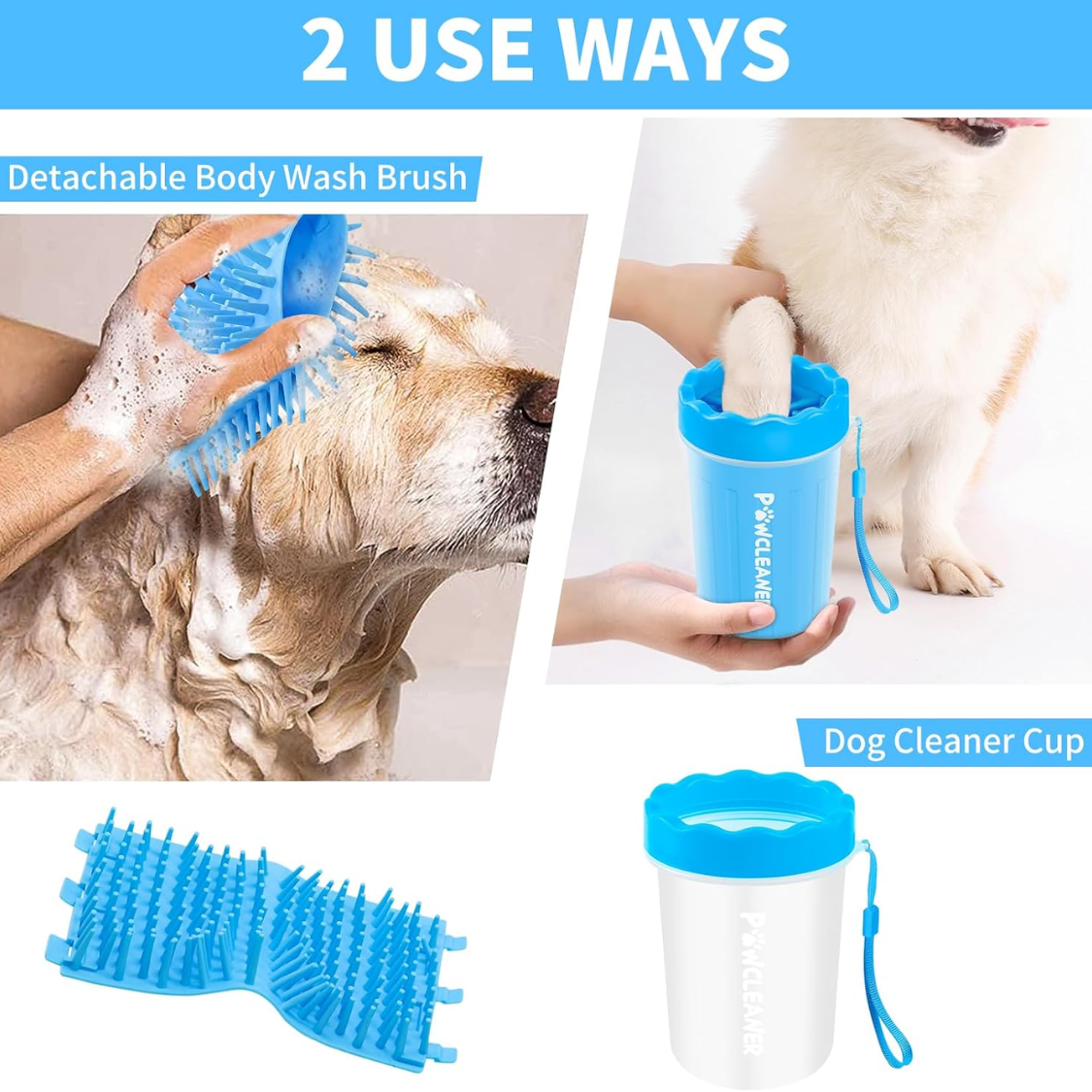 Limpiaza de Patas Caninas Profesionales 7 en 1 para Perros y Gatos - Incluye 1 Limpiaza Portátil, 1 Cepillo de Baño, 2 Cepillos Dentales para Perros y 3 Toallas Absorbentes — imagen 4
