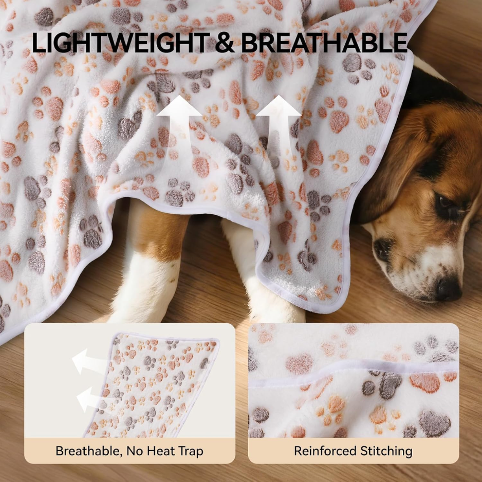 3 Pack Soft Fleece Dog Blankets, Warm & Fluffy Pet Throws — image 2