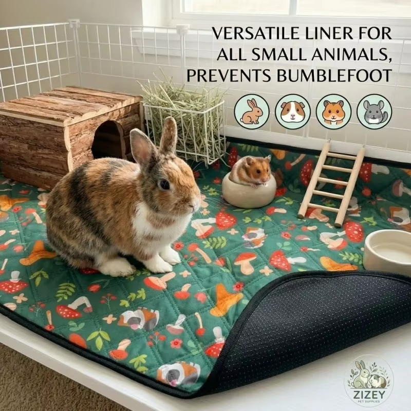 Reusable Washable Small Animal Cage Liner, Non‑Slip Pee Pad Bedding Mat to Prevent Bumblefoot for Rabbit Bunny Hamster Guinea — image 5