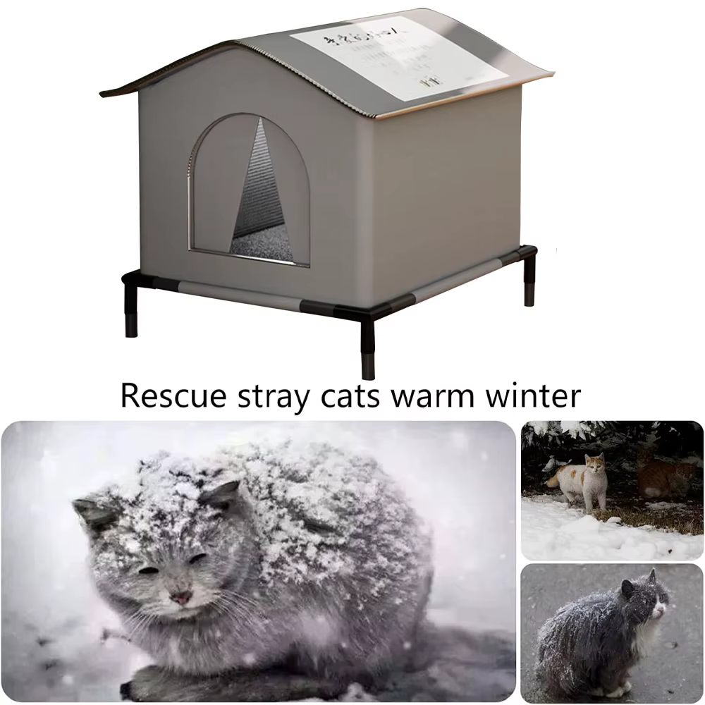 Stray Cat Houses with Mat Waterproof Summer Cool Shelter Foldable Pet Cave Nest Sleeping Beds for Outdoor Cats Small Dog Puppies — image 5