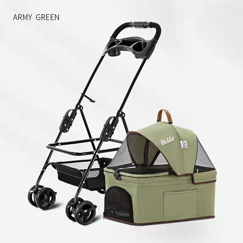 Walk The Dog Pet Stroller Teddy Dog Four Wheel Wan fold To The Stacked Stroller Cats Can Be Separated From The Stroller — image 8