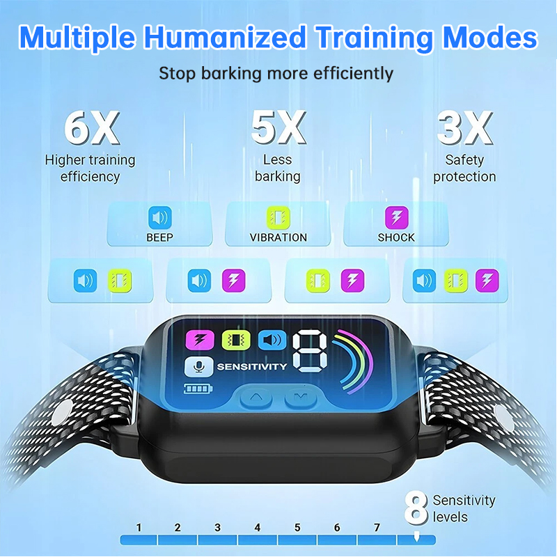 Smart Dog Bark Control Collar w/ Color Screen, Multi Stop Modes, 8-Level Sensitivity, IP67 Waterproof — image 6