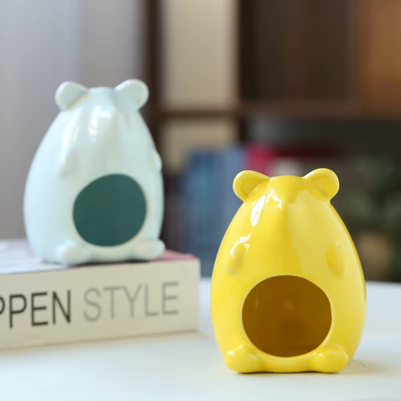 New Hamster Nest Ceramic Golden Bear Evacuation House Summer Physical Cooling Cool House Hamster Pet Nest Ceramic Pet Supplies — image 3