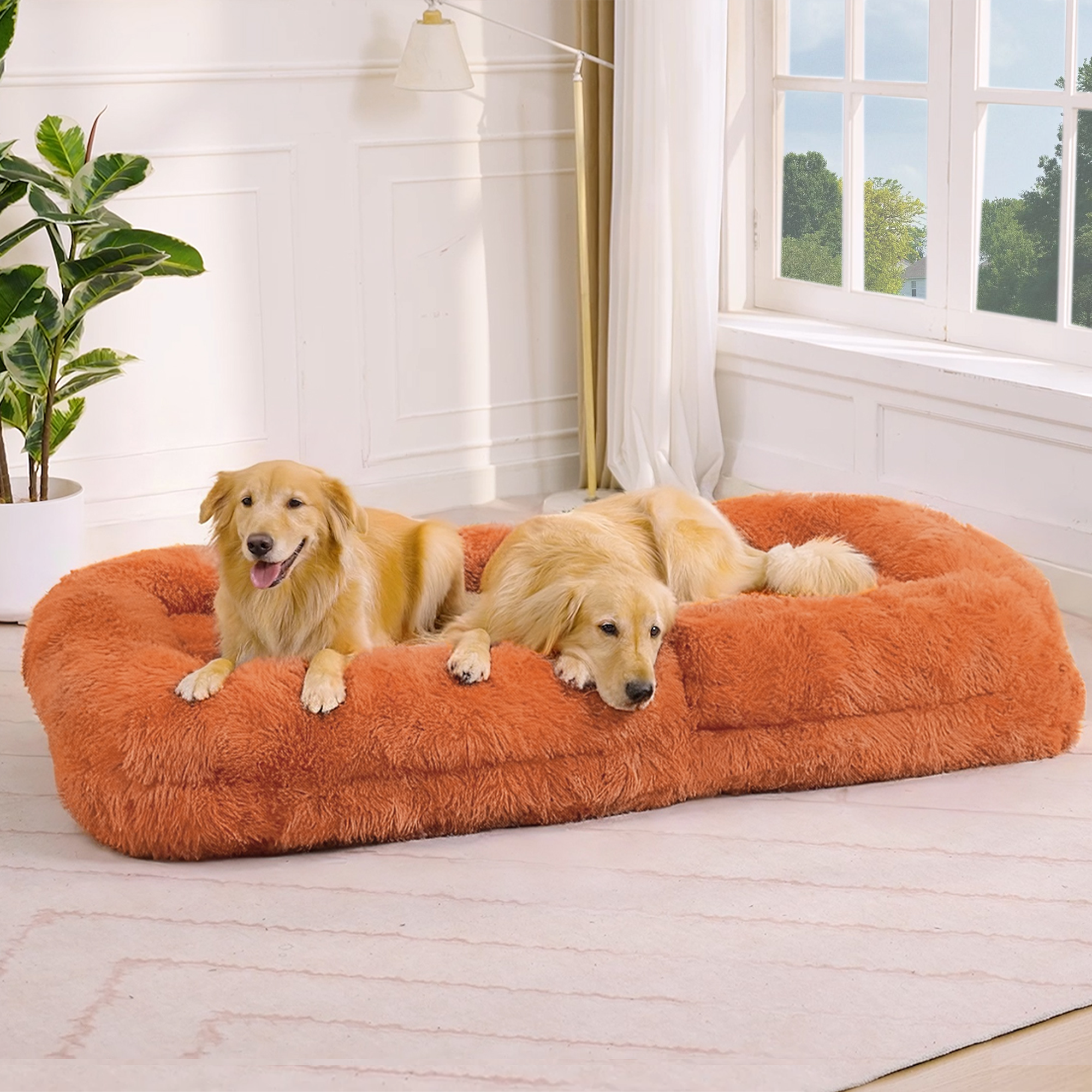 Human Dog Bed, Lazy Sofa, 5-Position Adjustable Convertible, Floor Gaming Chair, bedroom, living room, Suitable for gaming, meditation, relaxation, Plush Fabric, Orange — image 26