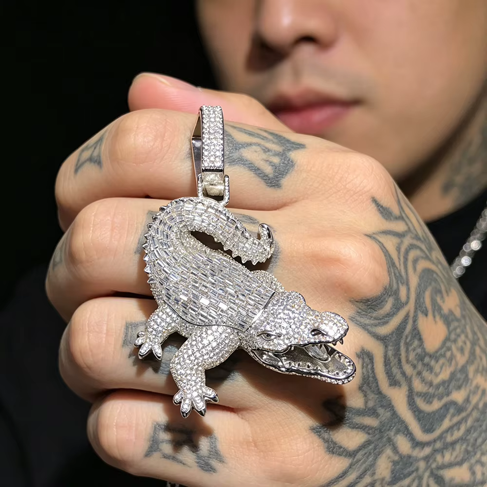 Pulsera de Caimán de 18K de Oro Planchado con Piedras de Cubierta Brillante para Hombres Amigos Micro Pave Diamantes Sintéticos Joyería Finísima Regalos para Varones Ambiciosos Dominantes Accesorios de Hip Hop Raperos Club — imagen 8