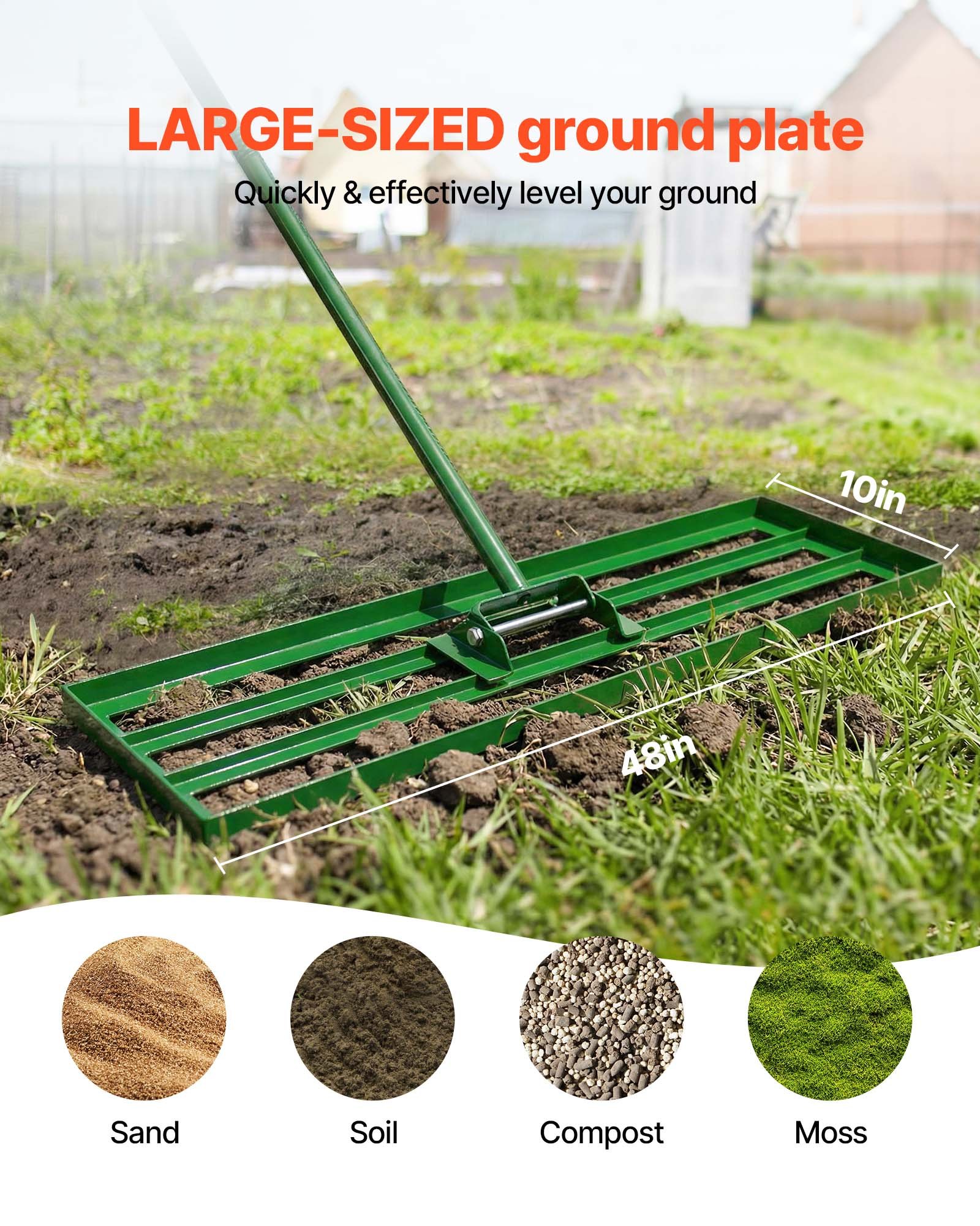 Lawn Leveling Rake, 48"x10" Level Lawn Tool, Heavy-duty Lawn Leveler With 78" Steel Extended Handle, Yard Leveling Rake Suit For Garden, Golf Lawn, Farm — imagen 3