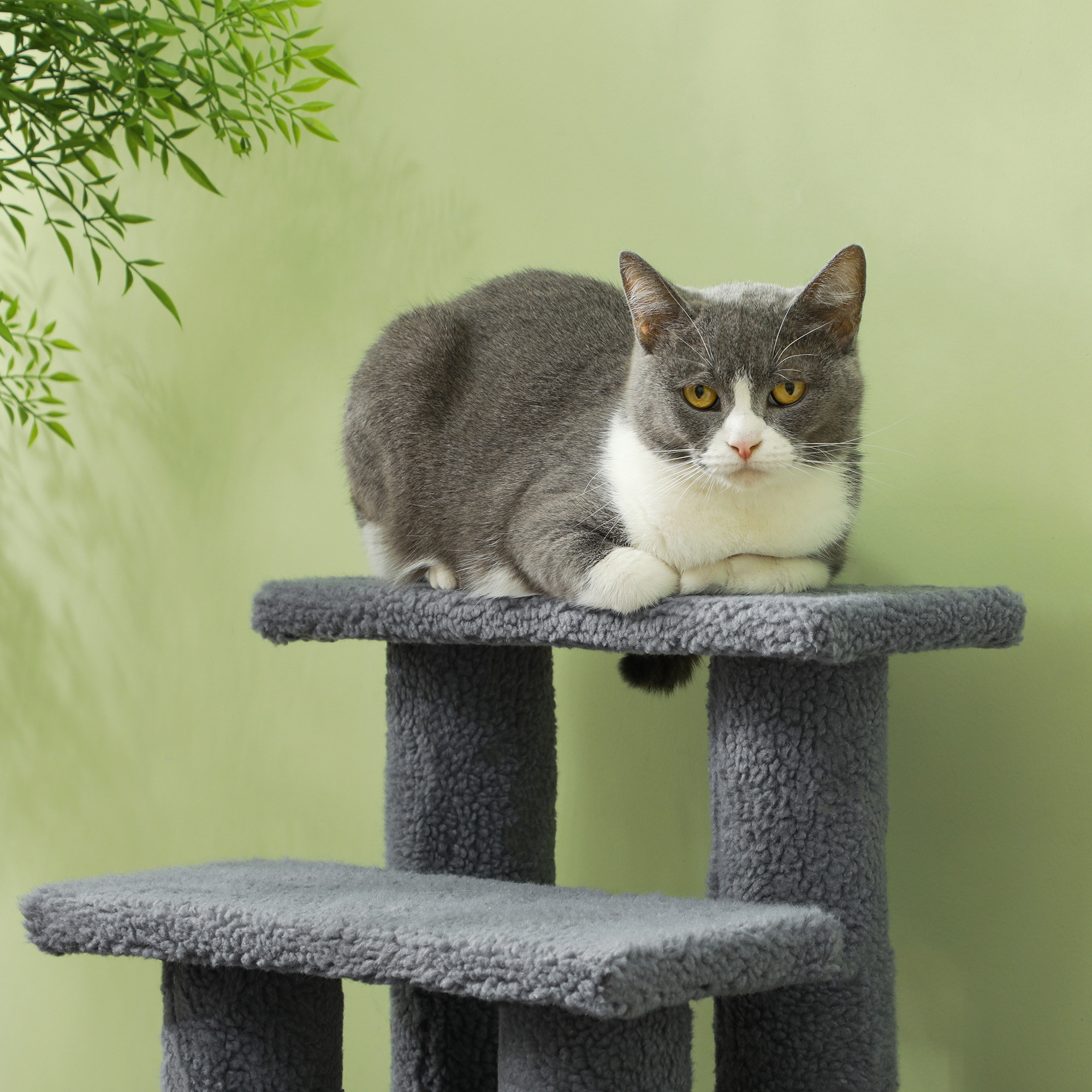 Rascador para Gato Multinivel de 4 Escalones Alfombrado de 25", Escalera para Mascotas, Gris — imagen 7