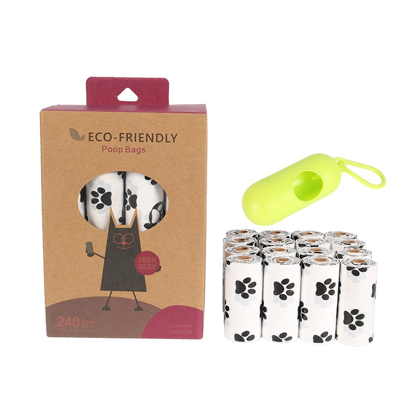 White Footprint Dog Poop Collection Bag D2W Photo Oxygen Degradation Pet Garbage Bag Pet Supplies — image 7