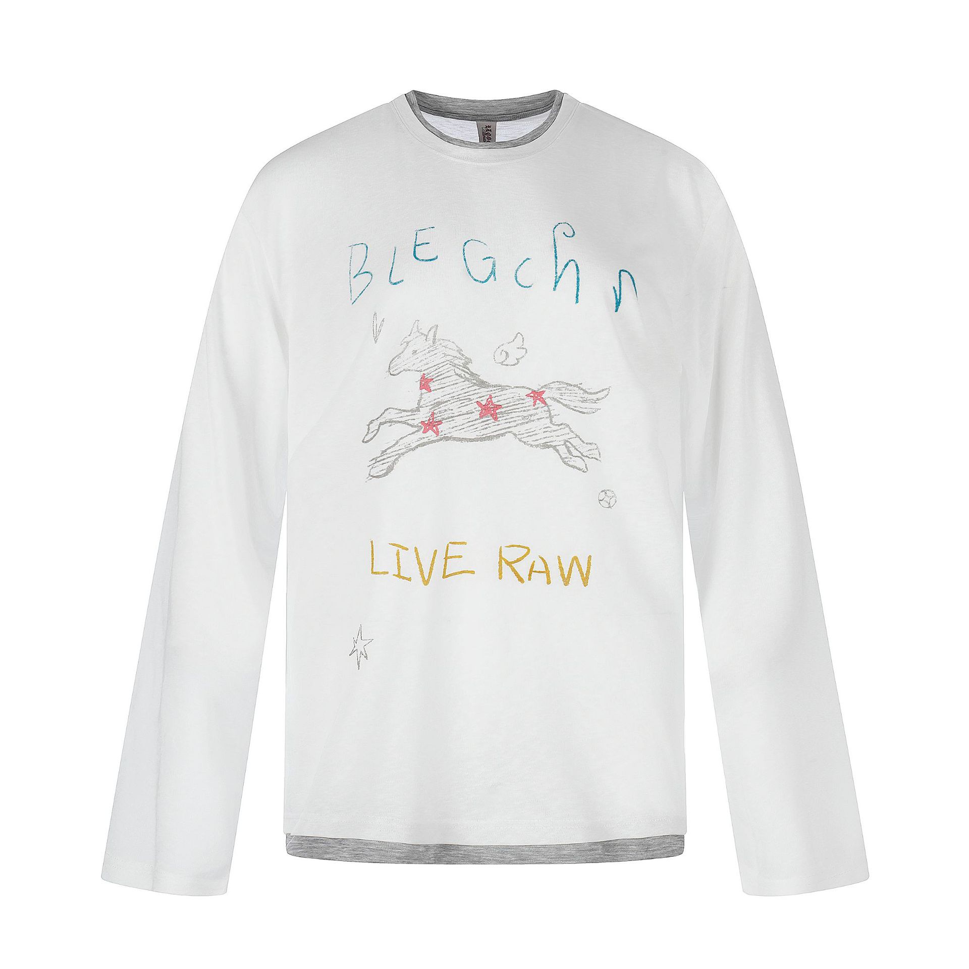 Hand-painted Horse Graffiti Print Long Sleeve Loose Fit Unisex T-Shirt — image 7