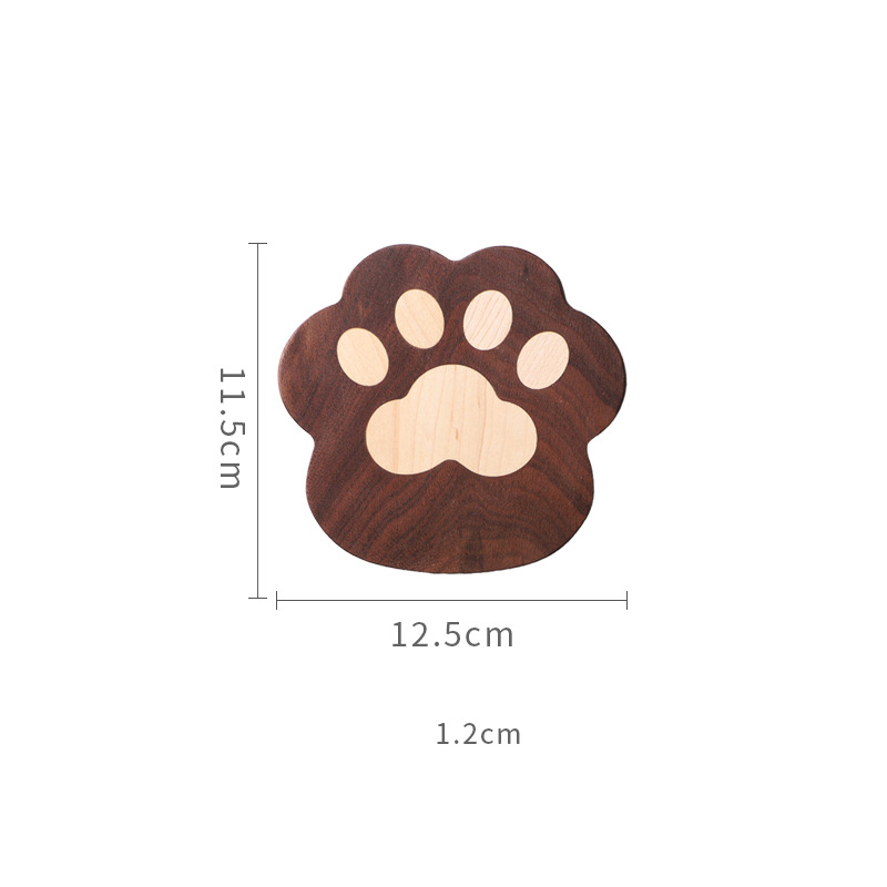 Black Walnut Cat Claw Coaster Creative Cute Solid Wood Insulation Pad Wooden Teapot Mug Pad — image 6