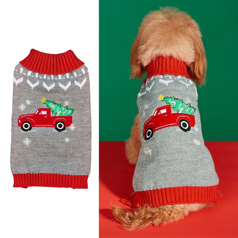 Pet clothes Santa Claus Christmas tree car reindeer snowflakes gingerbread people dogs sweaters autumn and winter — image 6