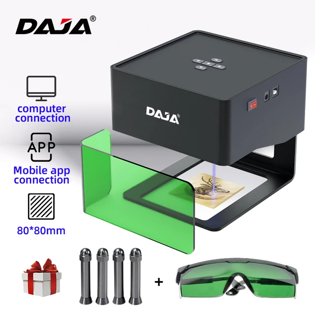 DAJA Mini Laser Grabador Portátil DIY Bluetooth Máquina Etiqueta de Perro Pintada Papel Cuero Madera Plástico Logo CNC — imagen 9