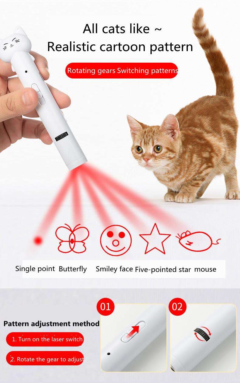 Pulso de Carga USB Teaser para Gatos con Luz Láser Infrarroja Proyección de Patrones de Juego Juguetes para Mascotas Sumideros para Gatos — imagen 3