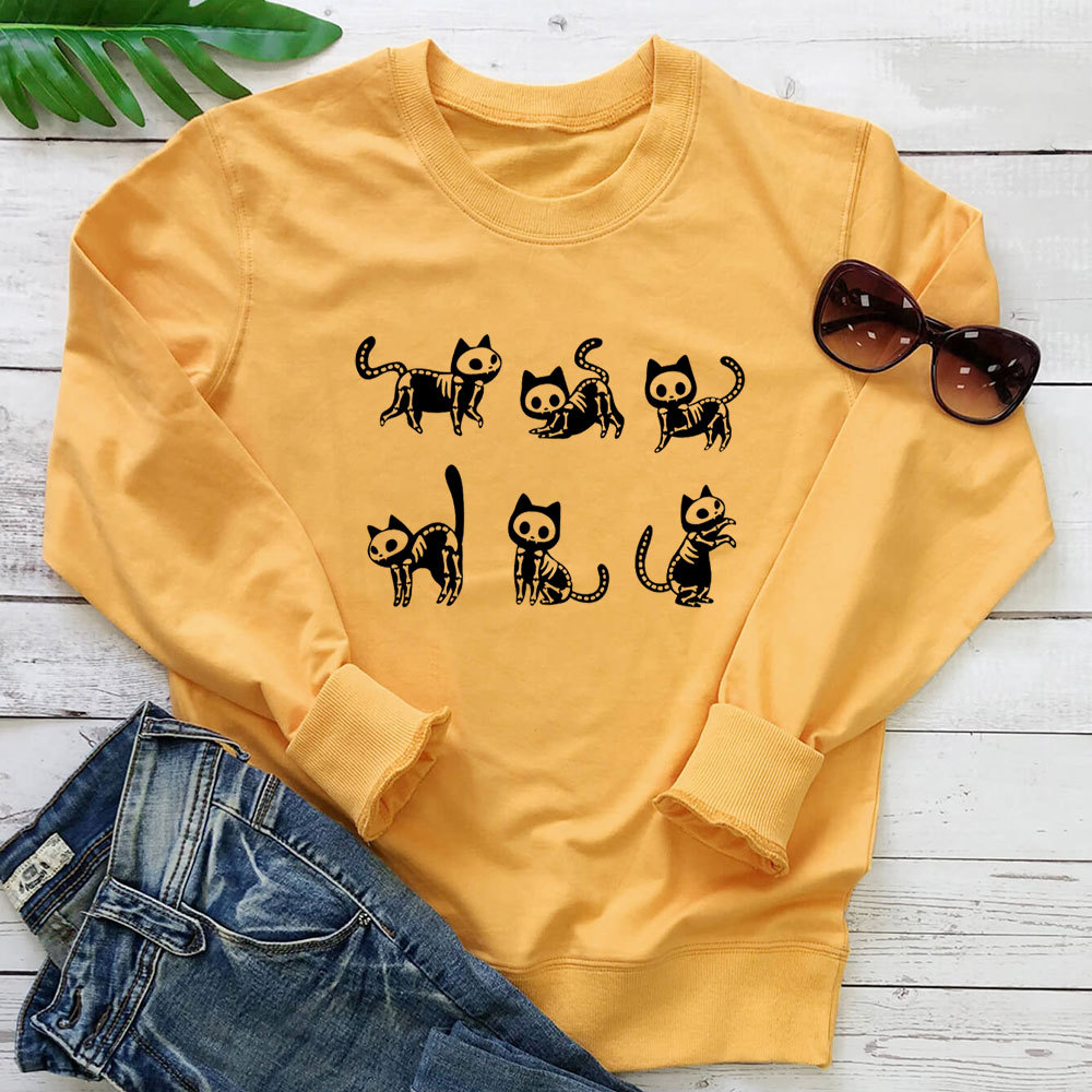 Skeleton Cat Printed Hoodie — image 2