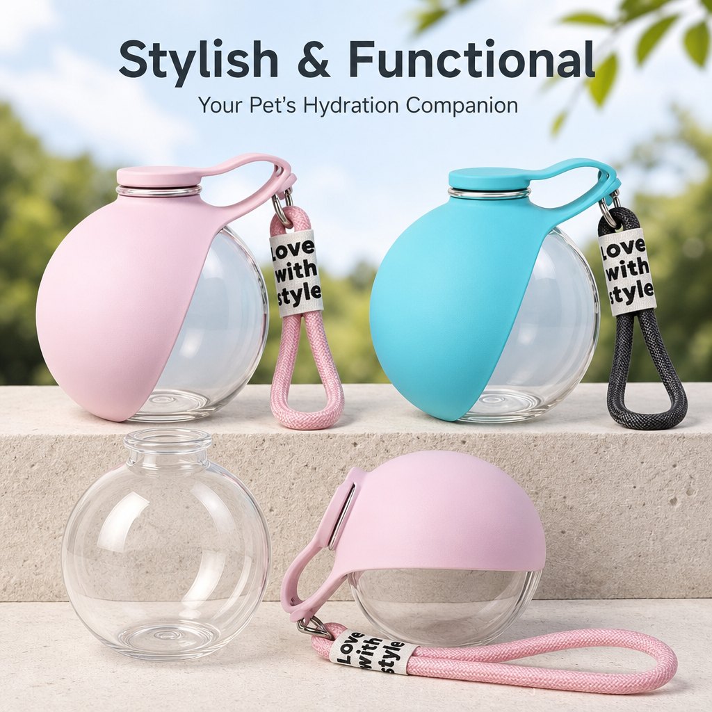 Portable Dog Water Bottle, 285ml BPA Free PETG Pet Travel Water Bottle With Foldable Silicone Bowl, Leak Proof Hands-Free Collar Clip Design For Small Dogs Walking Hiking Camping — image 6