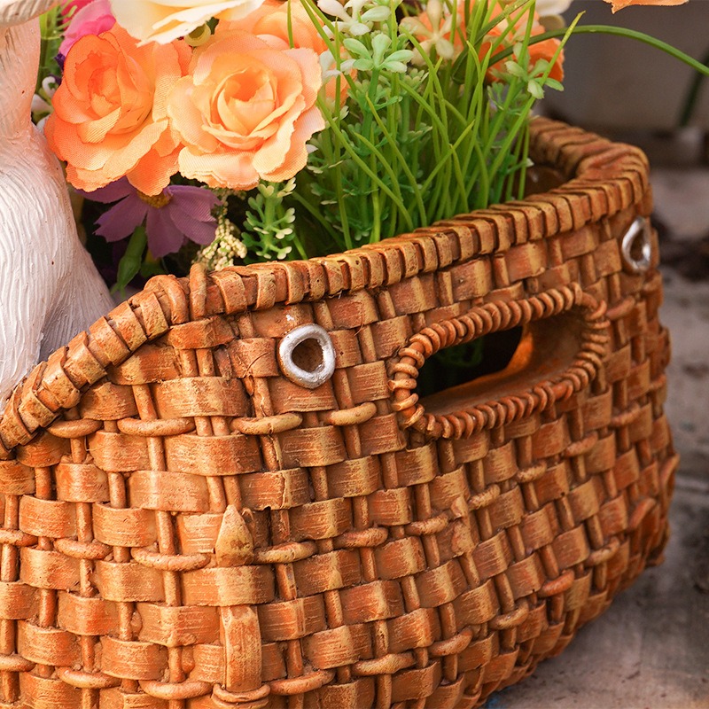 Outdoor Garden Cartoon Rabbit Bamboo Flower Pot Balcony Decoration — image 2
