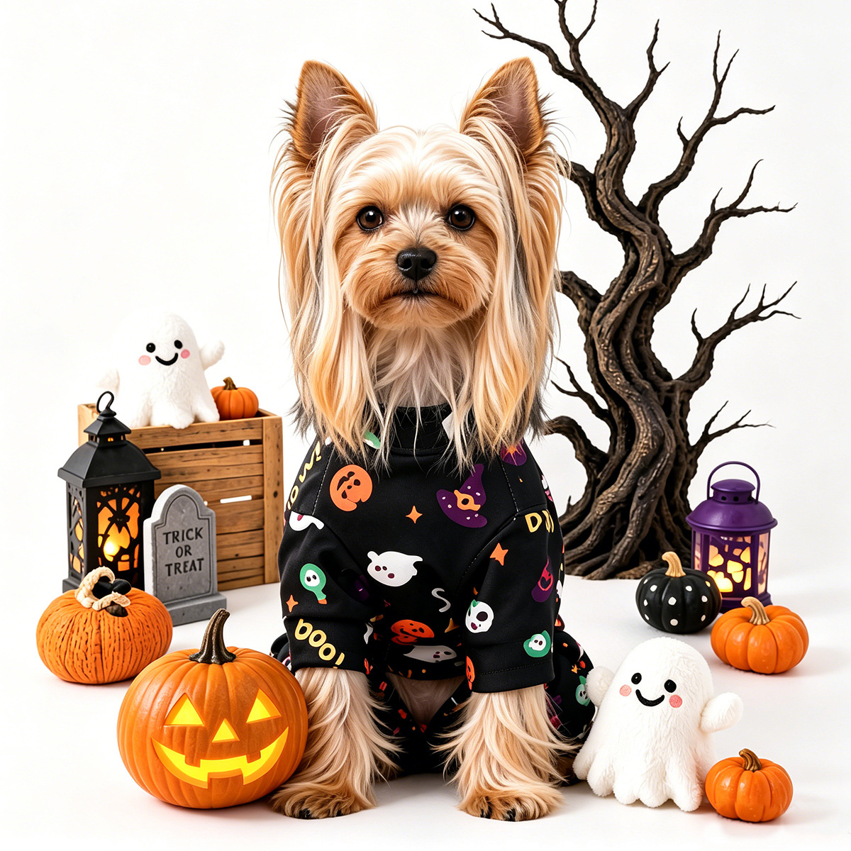 Ropa de Compañero para Perros y Gatos: Vestimenta de Halloween Floral Cómica para el Hogar — imagen 4