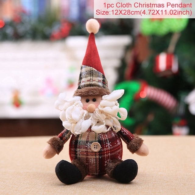 Santa Claus Christmas Ornaments Tree Decor Elk Snowman Plush Christmas Doll Decorations For Home 2019 Navidad Pendant Gift Kids — image 7